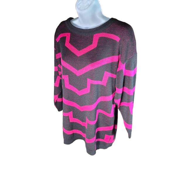 BRISTOL COURT Vintage 90s Geometric, Knitted, LONG Sleeve Top Women's Size M - Picture 10 of 11